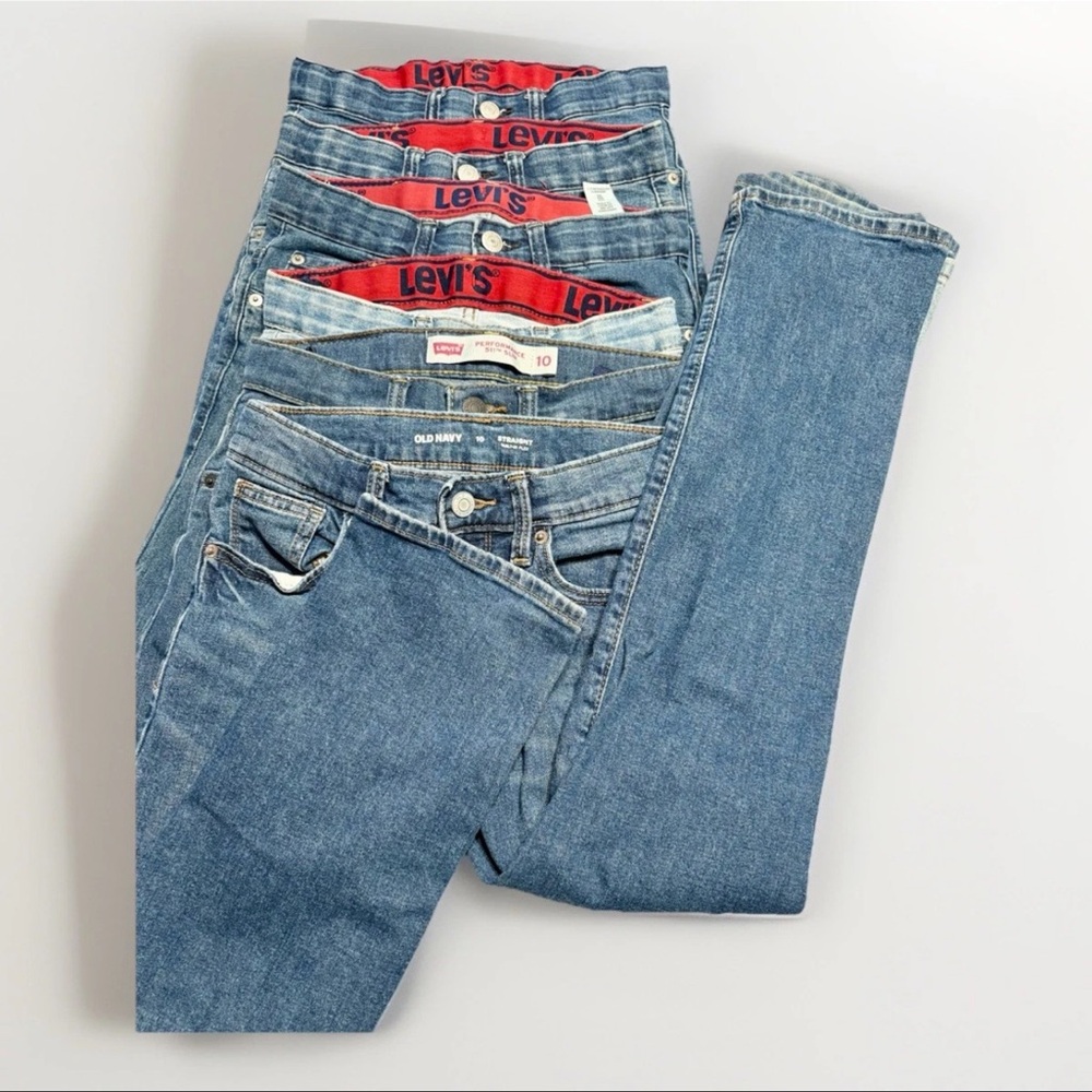 Lot Of 6 Denim Blue Jeans Levi's Old Navy Boys 511 Slim Fit sz 10 Reg 25x26